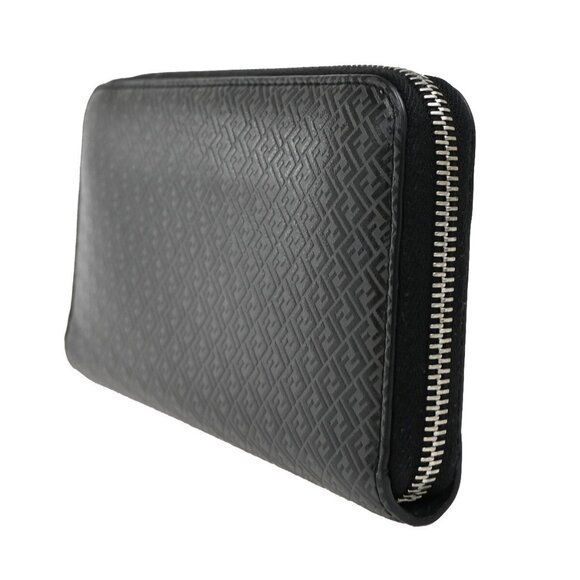 FENDI Logo Micro Zucca Pattern Long Zipper Wallet Embossing Leather - Picture 8 of 16
